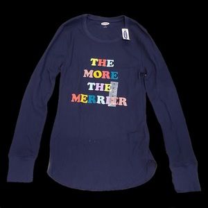 Old Navy Womens The More The Merrier Christmas Long Sleeve Thermal Shirt NWT